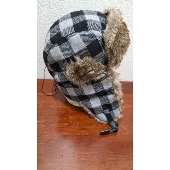 Igloos Unisex Winter Plaid Fur-Lined Trapper Hat With Ear Flaps Size L/XL - Picture 3 of 8